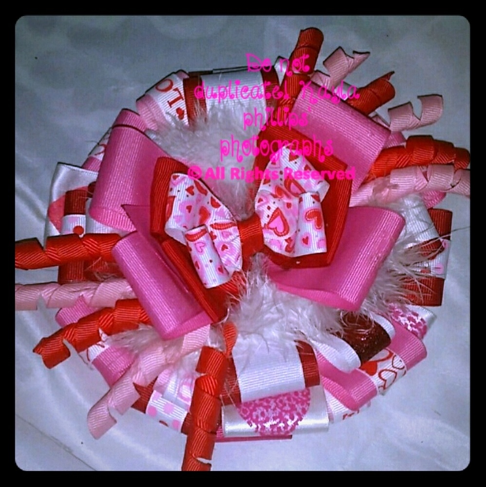 Valentines Day 7 1/2" boutique Burst hairbow!